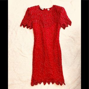 Vintage Laurence Kazar red flapper costume dress
